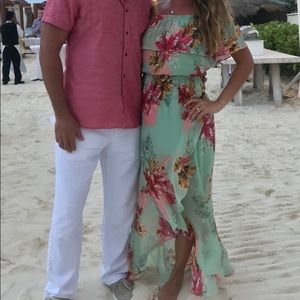 Express off the shoulder floral maxi dress